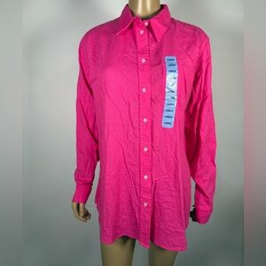 GAP Women’s NWT Size Large Linen Button Button Down Shirt Beetroot Purple